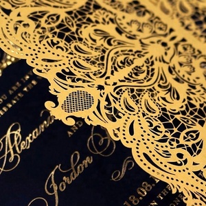 Invitations de mariage personnalisées <span class=keywords><strong>en</strong></span> <span class=keywords><strong>ligne</strong></span>, design monogramme de luxe, or pâle, découpées au laser, cartes d'invitation d'<span class=keywords><strong>anniversaire</strong></span>, cartes de vœux - Product Image 4