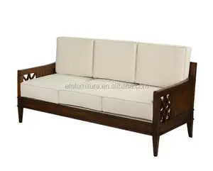 Three seats unique classical style wooden frame sofa set for living room