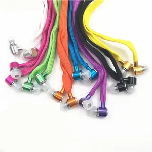 3.5mm Wired shoelace earbuds Stereo in ear headphones shoelace earphones with Mic and Volume Control