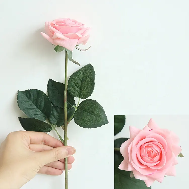 Rosas artificiais para decoração, 42.5cm de altura, 9cm, dia, flores, haste única, névoa, toque real, tecido de seda, para decoração