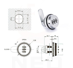 Zinc Alloy Code Combination Cam <strong>Lock</strong> Keyless Post Mail <strong>Box</strong> <strong>Lock</strong> for Cabinet Locker Filing Drawer Ad showcase Street Kiosk - Product Image 4