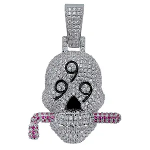 Men's Zircon Studded Hiphop Jewelry 999 Skull Necklace