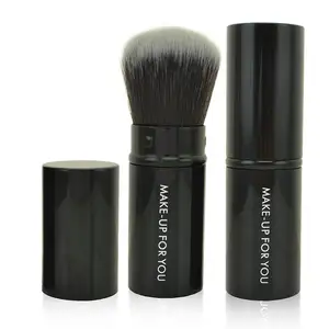 Professional Imported Synthetic Hair Black Aluminum Ferrule Brand Retractable Brushes Powder Brush Blush Brush