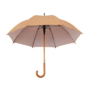定制环保23英寸直伞高品质木质彩色软木防风汽车紧凑型金属儿童标志