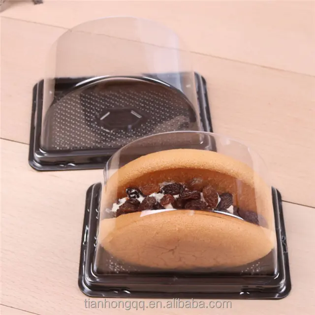 Custom HOT-sale semi-circular cake, biscuit transparent plastic packaging tray with lid, custom seal label