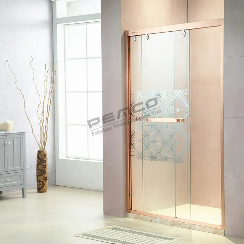 Coated/Silk-printed/Grosted pattern luxury European modern style walk in shower enclosure with base