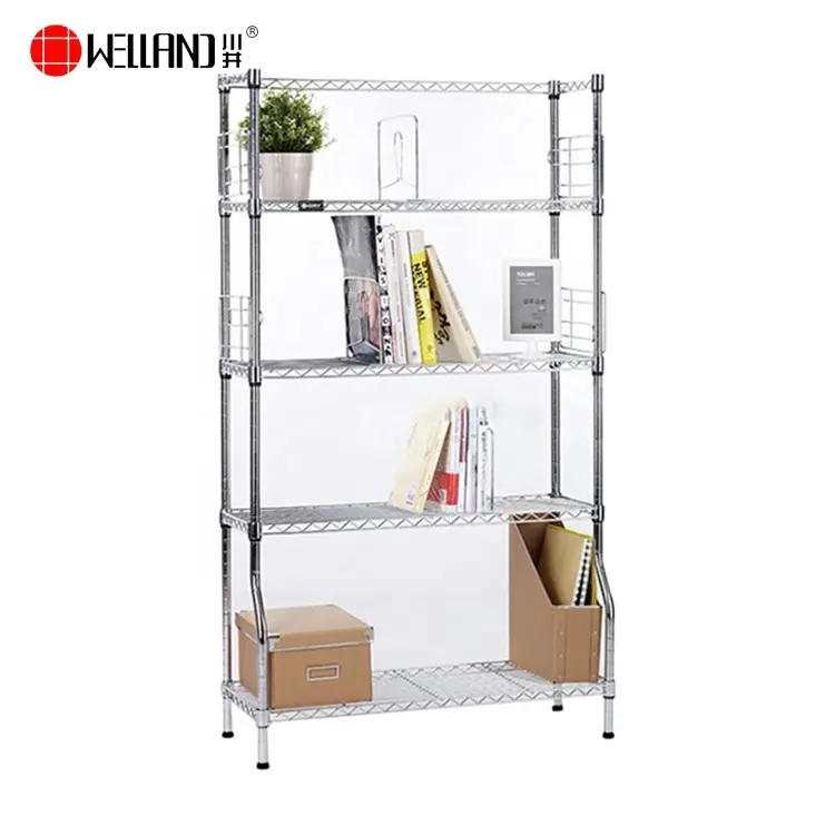 Chrome Metal Style Commercial Library Book Rack Library Display Furniture Steel Library Bookshelf