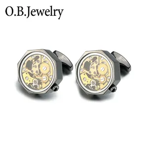 ขายส่งอเนกประสงค์นาฬิกา Cufflinks แก้วกลไกนาฬิกา Cuff Links สำหรับชาย Cufflinks โรงงานจีน