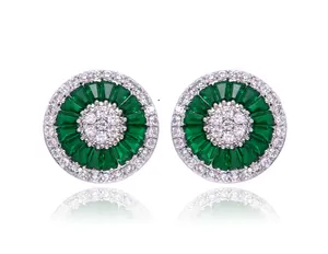 Multicolor CZ Stud Earring Rhodium Plated 925 Sterling Silver Elegant Earrings Silver or Brass Rhodium/gold/rose Gold/black Gold