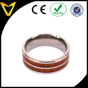 Cincin pertunangan kayu Petrified, cincin kayu, cincin pernikahan <span class=keywords><strong>Titanium</strong></span> dengan kayu Koa <span class=keywords><strong>Hawaii</strong></span> tatahan perhiasan kayu - Product Image 3