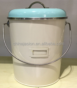 Cream Metal Kitchen <strong>Compost</strong> Caddy - Composting <strong>Bin</strong> for <strong>Food</strong> Waste Recycling - Product Image 4
