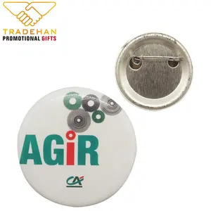 Пользовательские печатные логотип значок на жестяной кнопке с металлической брошью на основе