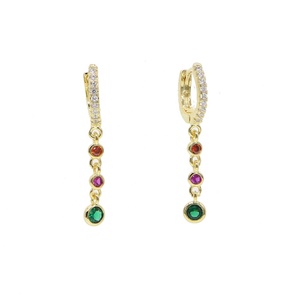 Promotion Colorful Round Dot Cz Tassel <strong>Gold</strong> Silver Plated Fashion Trendy Women <strong>Dangle</strong> <strong>Earring</strong> - Product Image 1