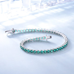 Bracciale Semplice in Argento Sterling 925 con Smeraldo, Regalo per Matrimonio e <span class=keywords><strong>San</strong></span> <span class=keywords><strong>Valentino</strong></span>, Bracciale <span class=keywords><strong>da</strong></span> Donna Classico 3mm 3 Pezzi in Offerta - Product Image 6