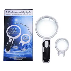 LED Magnifying Glass 10X 5X Illuminated 2 Interchangeable Lens Best Magnifier Set With lights Mother gift