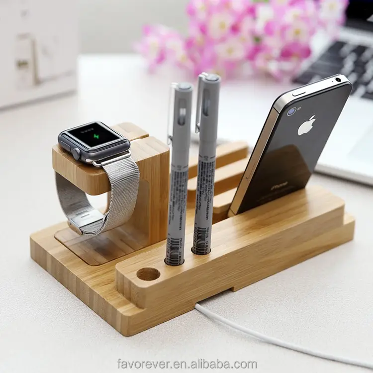 Standı, bambu ahşap şarj Dock/ekran rafları/ahşap standı için izle/Tablet/akıllı telefonlar/kalem