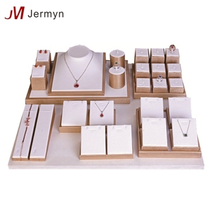 Wood antique jewelry Set earring necklace ring stand Holder - Product Image 3