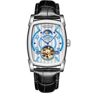 GUANQIN GJ16108 Orologio da Uomo con <span class=keywords><strong>Quadrante</strong></span> <span class=keywords><strong>Quadrato</strong></span> Traforato, Movimento Meccanico Automatico, Cinturino in Pelle, Fasi Lunari, Orologio Formale - Product Image 2