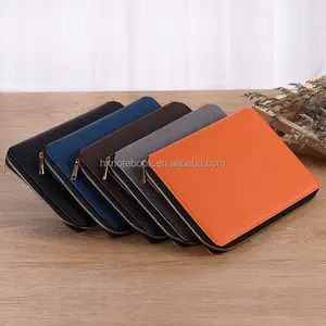 Hadiah promosi cincin pengikat portofolio dengan ritsleting kulit file folder kantor kustom kertas cetak a4 notebook Alat Tulis