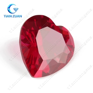 5 # red Heart shape Diamond cut Rubino Sintetico o Corindone pietra preziosa - Product Image 2