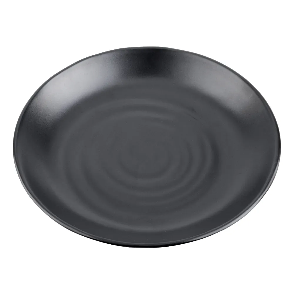 ชุดจานเมลามีนสีดำด้านใช้ซ้ำได้สำหรับอาหารเย็น,ชุดอุปกรณ์อาหารเย็นที่เก็บของ W7009 9 "ห้องครัวพลาสติกตกแต่งโลโก้ที่กำหนดเอง