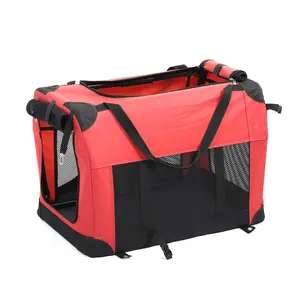 Fashion Designer Winddicht Rood Front Grote Pet Hond Kat Carrier Cage Voor Reizen Auto