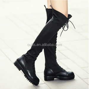 <span class=keywords><strong>Bottes</strong></span> longues à lacets en cuir véritable de style militaire sexy de qualité supérieure 2015 pour femmes, <span class=keywords><strong>bottes</strong></span> gladiateur à lacets longues jusqu'au genou CP6705 - Product Image 3