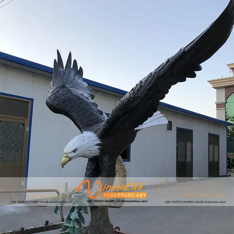 2021 Vincentaa 야외 비행 대형 황동 청동 금속 독수리 조각 동상 날개