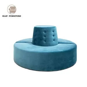 Aanpassen gebogen sectionele blauw fluwelen event wedding party ronde sofa