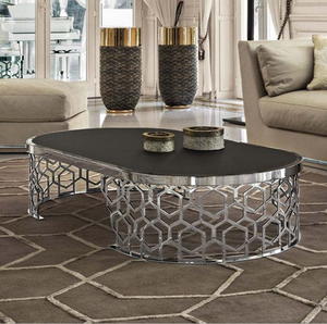 <span class=keywords><strong>Table</strong></span> <span class=keywords><strong>basse</strong></span> <span class=keywords><strong>ovale</strong></span> en <span class=keywords><strong>marbre</strong></span> de luxe pour salon, acier inoxydable doré, nid d'abeilles, <span class=keywords><strong>table</strong></span> centrale pour la maison, l'hôtel - Product Image 4