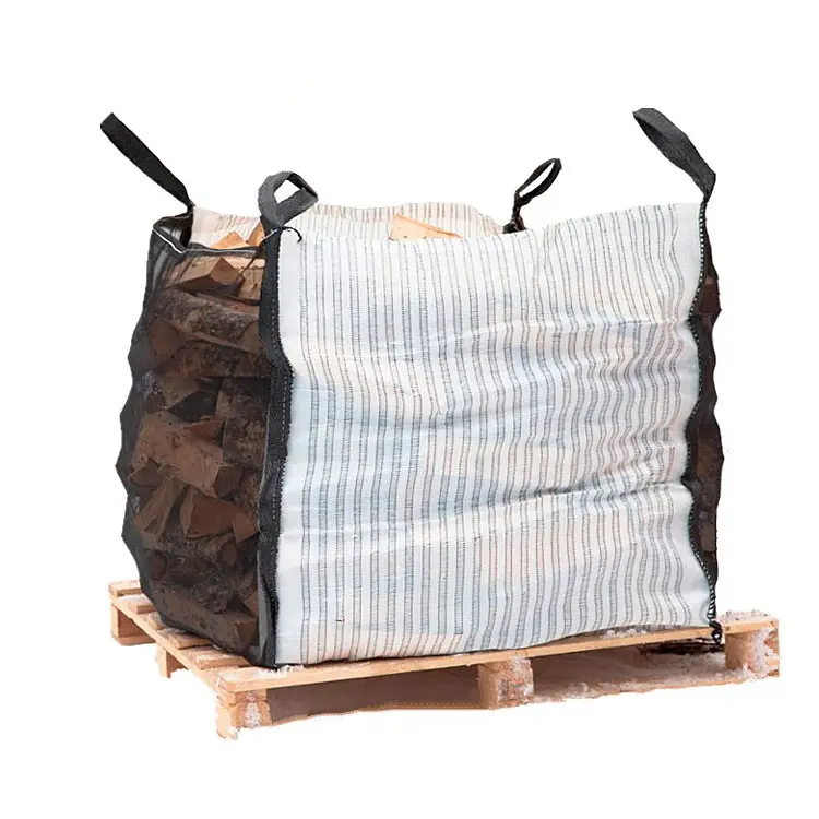 PP通気性ベントトンバッグ薪ジャンボビッグバルクバッグはカスタマイズされたロゴ印刷包装保管を受け入れます1.5トン2トン5:1