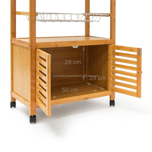 Kitchen Island <strong>Trolley</strong> with Drawer Bamboo <strong>Wheeled</strong> Kitchen Cart - Product Image 5