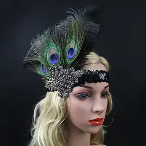 Wanita Rambut Aksesoris Burung Merak Halloween Flapper Payet Headband Headpiece