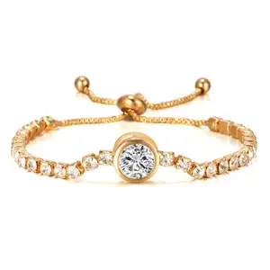 Perles rondes en cristal Zircon pour filles, bijoux féminins, simples, couleur or 18K, cadeau