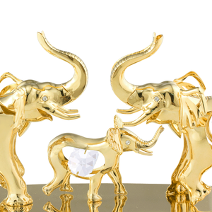 Crystocraft Gold Plated <b>Crystal</b> Folk Art Elephant Family Figurine Brilliant Cut <b>Crystals</b> 9.5x20cm Home Decoration Wedding Gift - Product Image 2