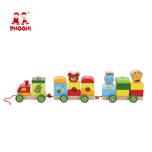 Set di blocchi per bambini animali educativi in età prescolare giocattolo impilabile in legno per treno per bambini - Product Image 1