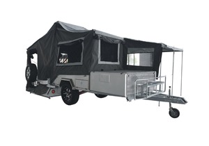Remolque Camper Todoterreno de 7x6 pies con Piso Rígido, Plegable en la Parte Trasera, Acabado Esmaltado, con Tienda de Lona y Cama Acolchada - Product Image 4
