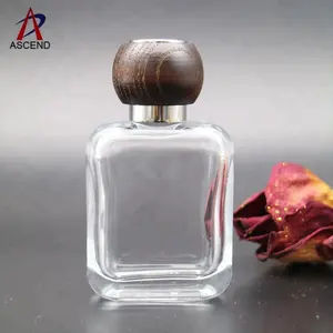 your own brand luxury round corner square 30ml perfume bottle wooden cap spray top