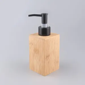 Botol Semprot Losion Bambu 300Ml Ramah Lingkungan Pembersih Tangan Gel Sabun Cair Dispenser Botol Persegi