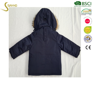 Parka à capuche épaisse pour l'hiver <span class=keywords><strong>Manteau</strong></span> d'extérieur pour garçons Garniture en fausse <span class=keywords><strong>fourrure</strong></span> Fermeture à glissière Tissu tissé - Product Image 2