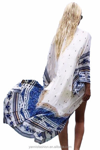 <span class=keywords><strong>Kimono</strong></span> Lungo in Chiffon Trasparente con Stampa Thunderbird, Cardigan Estivo Boho da <span class=keywords><strong>Donna</strong></span>, Camicetta Maxi con Maniche a Pipistrello, Camicie Larghe 42034 - Product Image 2