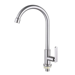 Pièces de robinet de tuyau d'eau froide unique en acier inoxydable <span class=keywords><strong>brosse</strong></span> Nickel évier de cuisine <span class=keywords><strong>pont</strong></span> lavage installation de robinet de cuisine - Product Image 1