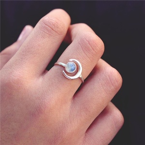 Vintage <strong>Moon</strong> <strong>Rings</strong> Adjustable Women Gold Simulated Moonstone <strong>Rings</strong> Plated Party <strong>Rings</strong> Healing Crystal Simple Cute for Women CNAS - Product Image 5