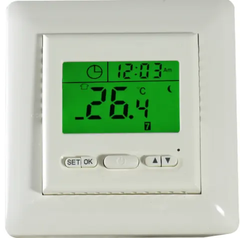 16A thermostat programmable pour tapis chauffant électrique avec interrupteur d'isolement