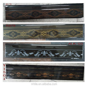 Tablero de piso Línea de pie Sala de estar negra <span class=keywords><strong>Blanco</strong></span> Todo azulejo de porcelana Fábrica barata Zócalo Azulejo 400*80/450*80 del vendedor caliente - Product Image 1