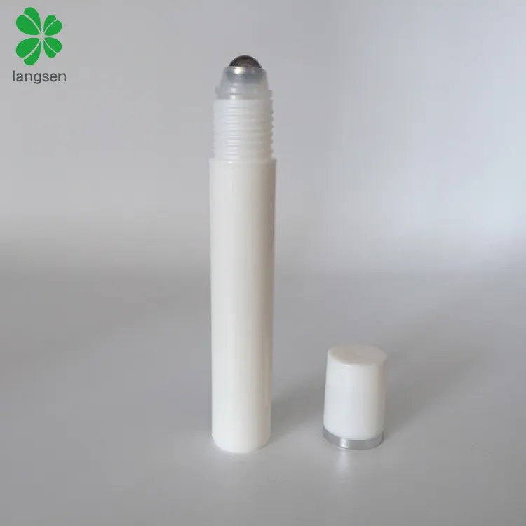 BPA free white 15ml round plastic PP roll on bottle for cosmetic eye cream essential oil perfume deodorant