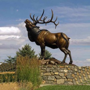 Estatua de alce de bronce para jardín, escultura de venado de latón para exteriores