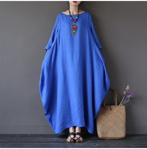Wholesale Pure Color Women <strong>Linen</strong> <strong>Dress</strong> Comfortable Plus Size <strong>Maxi</strong> Loose <strong>Linen</strong> <strong>Dress</strong> - Product Image 5