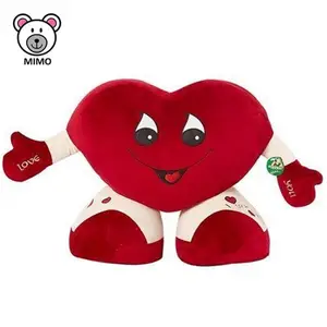Музыкальная подушка с красным сердцем от производителя на заказ, плюшевые игрушки для детей, оптовая продажа, подарок на день Святого Валентина, мягкие плюшевые игрушки в форме красного сердца