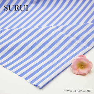 Tissu léger en popeline de coton à rayures bleues et blanches pour chemises pour hommes costumes pour garçons motif teint en fil imperméable pour jouets vente en gros - Product Image 3